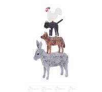 el animal Anillo-dado vuelta de la altura de los músicos de la ciudad de Bremen totalmente de aproximadamente 8.8 montañas del mineral del cm OTRA VEZ Anillo-dio vuelta a la madera del ganado animal