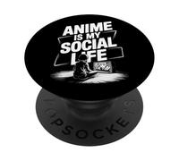 El Anime es mi Vida Social, Divertido diseño de Cultura Otaku para fanáticos de Japón PopSockets PopGrip Adhesivo