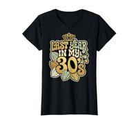 El año Pasado en mi cumpleaños de los 30 Cuarenta celebración Groovy Camiseta gráfica económica, Mujer, Negro, S