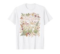 El año Pasado en mis Veinte cumpleaños Floral cumpliendo Treinta Camiseta gráfica económica, Hombre, Blanco, L