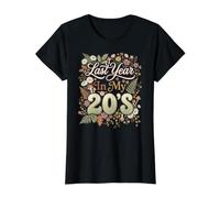 El año Pasado en mis Veinte cumpleaños Floral cumpliendo Treinta Camiseta gráfica económica, Mujer, Negro, M