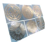 El antiguo secreto de la flor de la vida de la geometra sagrada pegatina de metal (conjunto de 6 piezas) calcomanas de energa (oro)