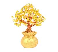 El árbol de Cristal Feng Shui Dinero de la Riqueza de la Riqueza del árbol de los bonos de Cristal Natural para la Oficina para la Oficina del Escritorio de la Oficina Adornos del Cristal (Amarillo)