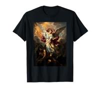 El Arcángel San Miguel Derrotando a Satanás Pintura Vintage Camiseta