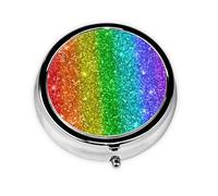 El arco iris parece con lentejuelas, Pastillero, Pastillero redondo Pequeño contenedor de pastillas Organizador de pastillas de viaje