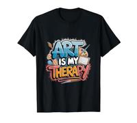 El Arte es mi Terapia Artista Pintor Pintura Colorida Amante del Arte Camiseta gráfica económica, Hombre, Negro, S