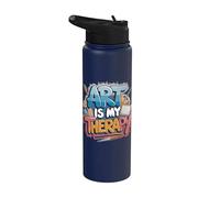 El arte es mi terapia Artista Pintor Pintura colorida Amante del arte Stainless Steel Insulated Water Bottle