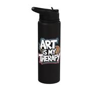 El arte es mi terapia Artista Pintor Pintura colorida Amante del arte Stainless Steel Insulated Water Bottle