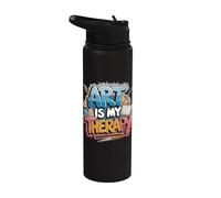 El arte es mi terapia Artista Pintor Pintura colorida Amante del arte Stainless Steel Insulated Water Bottle
