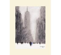 El Arte Grupo Jon Barker (Heavy Snowfall, 5th Avenue-New York) - Montado impresión 30 x 40 cm, Papel, Multicolor, 30 x 40 x 1,3 cm