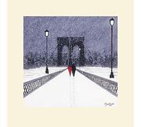 El Arte Grupo Jon Barker (Paseo Nocturno en Brooklyn Bridge-New York) - Montado impresión 40 x 40 cm, Papel, Multicolor, 40 x 40 x 1,3 cm