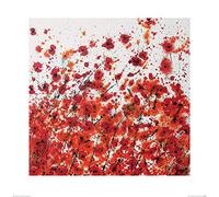 El Arte Grupo Simon Fairless (Rojo y Naranja) - Lámina Decorativa (60 x 60 cm), diseño de Flores, Multicolor, 60 x 60 x 1,3 cm