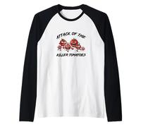El Ataque de los Tomates Asesinos Jardín Vegetariano Vegano Camiseta Manga Raglan
