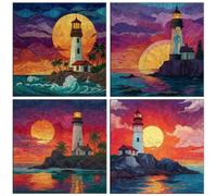 El atardecer del faro 5D Kits de Pintura de Diamantes 25x25cm G-113