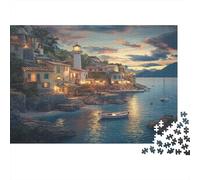 El Atardecer en el Puerto marítimo Rompecabezas De Madera 1000 Piezas, 1000 Piezas Puzzle para Adultos Rompecabezas para Adultos Obras De Arte Rompecabezas Juego Familiar 1000pcs (75x50cm)