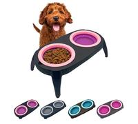 EL ÁTICO PETS Comedero Perro Elevado con Bebedero Antisalpicaduras Perro. Comedero Perro Antivoracidad Desmontable (Rosa)