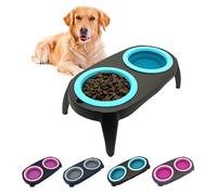 EL ÁTICO PETS Comedero Perro Elevado con Bebedero Antisalpicaduras Perro. Comedero Perro Antivoracidad Desmontable (Azul)