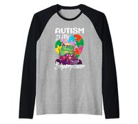 El Autismo es mi Superpoder concienciación Puzzle Piece Ribbon Camiseta Manga Raglan