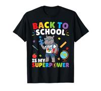 El Autismo es mi Superpoder de Regreso a Clases Hipopótamo Estudiantes Niños Camiseta