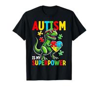 El autismo es mi superpoder dinosaurio autismo luchador rompecabezas Camiseta