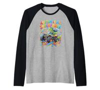 El Autismo es mi Superpoder Dinosaurio Monster Truck Boys Camiseta Manga Raglan