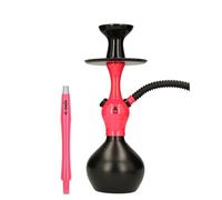 EL-BADIA C1 V2 Cachimba 31cm - Shisha Compacta y Moderna con Columna de Aluminio, Base de Vidrio Click, Cazoleta Phunnel, Manguera Lavable & Boquilla - Narguile Ultra Moderno (Pink & Black)