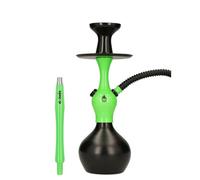 EL-BADIA C1 V2 Cachimba 31cm - Shisha Compacta y Moderna con Columna de Aluminio, Base de Vidrio Click, Cazoleta Phunnel, Manguera Lavable & Boquilla - Narguile Ultra Moderno (Green & Black)