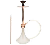 EL-BADIA C7 V2 Hookah 53cm - Set Shisha de Lujo con Base de Vidrio Grueso, Aluminio & Acero Inoxidable, Difusor Reversible, Manguera de Silicona Soft-Touch, Boquilla Metálica 29cm (Rose Gold)