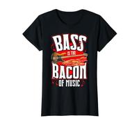 El bajo es el Tocino de la música: Bajista Amante del Tocino Camiseta gráfica económica, Mujer, Negro, M