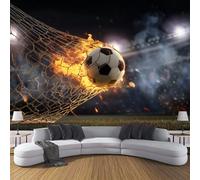 El balón vuela hacia la red Murales de Pared, Realismo deportivo Papel Pintado de Tela, Gran Mural Fotográfico para Salón, Dormitorio, Cocina, Oficina o Habitación Infantilamarillo