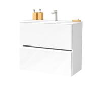 EL BAÑO MODERNO Juego Mueble Baño con Lavabo. Mueble Lavabo 60 cm. Mueble Bajo Lavabo Compacto Preinstalado de Fábrica. Mueble Baño con Lavabo 60 cm con Pie de Porcelana. No Incluye Espejo.