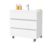 EL BAÑO MODERNO Juego Mueble Baño con Lavabo. Mueble Lavabo 60 cm. Mueble Bajo Lavabo Compacto Preinstalado de Fábrica. Mueble Baño con Lavabo 60 cm con Pie de Porcelana. No Incluye Espejo.