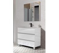 EL BAÑO MODERNO Juego Muebles de Baño con Lavabo y Espejo - Mueble Baño con Lavabo - Lavabo con Mueble Compacto Preinstalado de Fábrica - Mueble Lavabo de Porcelana - Muebles de Baño con Lavabo