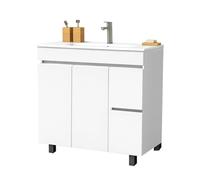 EL BAÑO MODERNO Juego Mueble Baño con Lavabo. Mueble Lavabo 80 cm. Mueble Bajo Lavabo Compacto Preinstalado de Fábrica. Mueble Baño con Lavabo 80 cm con Pie de Porcelana. No Incluye Espejo.