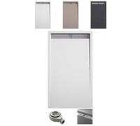 EL BAÑO MODERNO Plato de Ducha Antideslizante Resina. Plato Ducha Resistente Agentes Químicos. Plato Ducha Antibacteriano. Incluye Rejilla Desagüe Ducha y Válvula Sifón Plato Ducha (Blanco, 70x110)