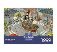 El Barco Pirata Flying Dutchman navegando Puzzle De Madera Impermeable DIY Puzzles De 1000 Piezas Regalos para Adultos Colorido Rompecabezas Juegos Educativos