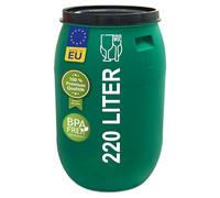 El barril Plasteo® de boca ancha de 220 litros con tapa, HDPE, libre de BPA, apto para alimentos, versátil como barril de comida, barril de comida, barril de lluvia
