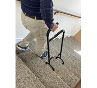 El bastón de asistencia para subir escaleras reduce los golpes y el dolor al bajar cada paso. Ajustable, ligero, resistente, asas de espuma. Soporta hasta 300 libras. Estabilidad en la que puedes