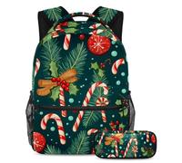El bastón de Navidad se mantiene a la moda y organizado con este juego de 2 mochilas escolares para niños, niñas y adolescentes, tu mejor bolsa de viaje para libros, Multicolor#01, B：29.4x20x40cm\