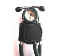 El BATCLIP (negro) - Soporte de piel de alta calidad hecho a mano estetoscopio con clip para la cadera; no más transporte, pérdida o desplazamiento del cuello, lleva orgullosamente tu estetoscopio de gama alta con gusto y estilo.