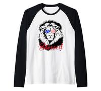 El Beato León de Judá, bandera patriótica de los Estados Unidos, el 4 de julio Camiseta Manga Raglan