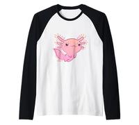 El bebé Axolotl Pinta el Arte Kawaii Super Lindo Animales Camiseta Manga Raglan