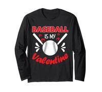 El béisbol es mi San Valentín Feliz día de San Valentín Manga Larga