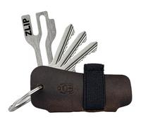 EL BICHO® Faro I Organizador de llaves de piel con ZLIP® and Slide para carro de la compra de acero inoxidable, organizador de llaves para llavero, funda organizadora para 1-7 llaves, marrón, 7,5cm x