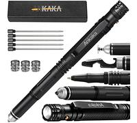 El bolígrafo táctico 7 en 1 más cargado: resuelve otras debilidades, punta de autodefensa + linterna + bolígrafo + lápiz capacitivo + abridor de botellas + destornillador + llave hexagonal, 5 tintas +