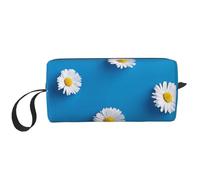 El Bolso del Maquillaje, recibe el Organizador portátil de la Bolsa del Maquillaje del Bolso del artículo de tocador del Bolso cosmético del Viaje del Bolso,Margarita Blanca Estampada.