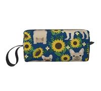 El Bolso del Maquillaje, recibe el Organizador portátil de la Bolsa del Maquillaje del Bolso del artículo de tocador del Bolso cosmético del Viaje del Bolso,Girasoles Bulldog Francés