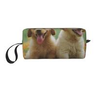 El Bolso del Maquillaje, recibe el Organizador portátil de la Bolsa del Maquillaje del Bolso del artículo de tocador del Bolso cosmético del Viaje del Bolso,Cachorros Labrador Retriever Amarillo