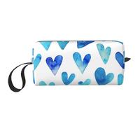 El Bolso del Maquillaje, recibe el Organizador portátil de la Bolsa del Maquillaje del Bolso del artículo de tocador del Bolso cosmético del Viaje del Bolso,Azul Corazón Elegante Romántico Único