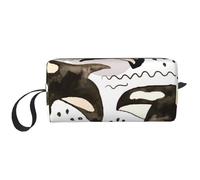 El Bolso del Maquillaje, recibe el Organizador portátil de la Bolsa del Maquillaje del Bolso del artículo de tocador del Bolso cosmético del Viaje del Bolso,Orcas de Acuarela